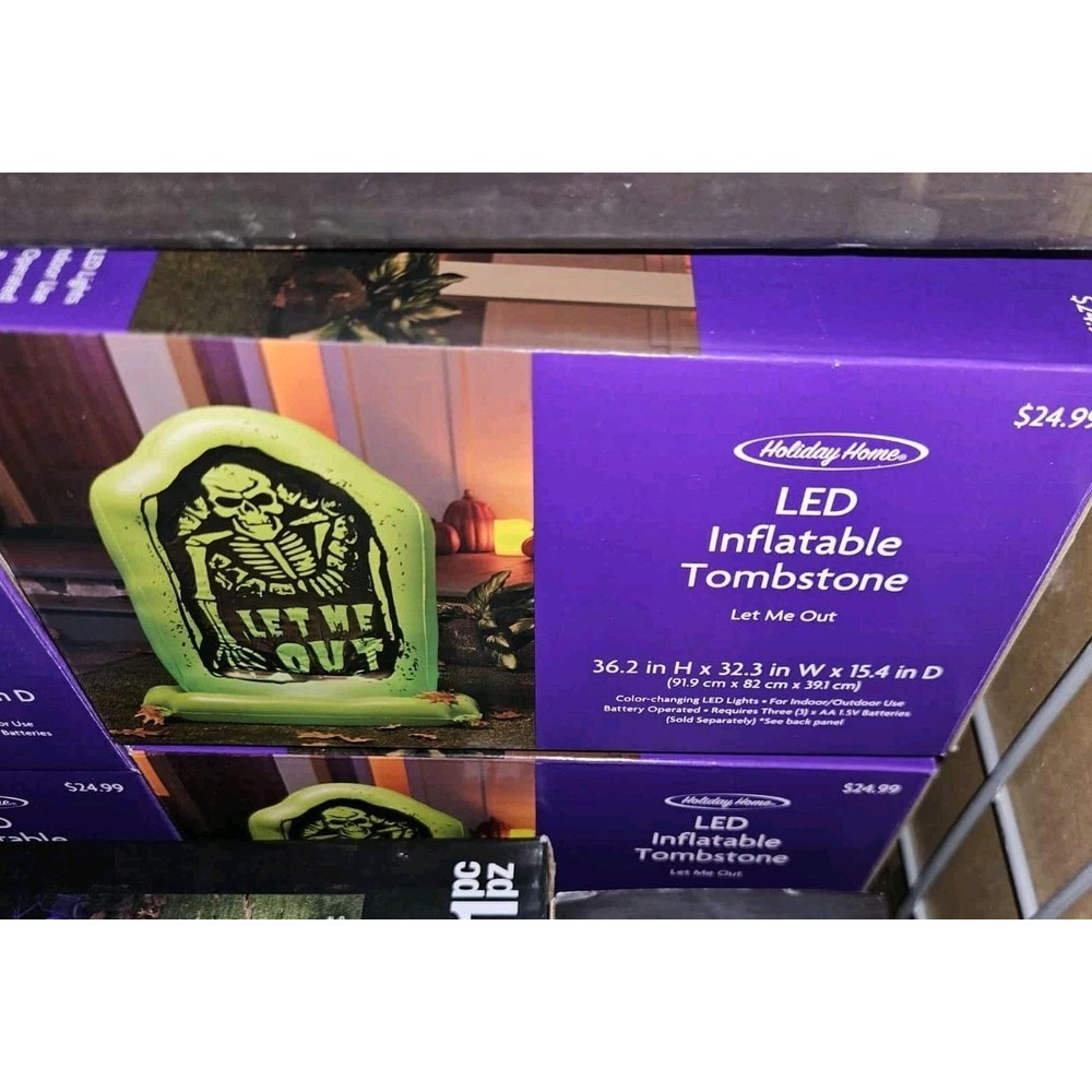 Holiday Home Halloween‎ 36 in H LED Let Me Out Tombstone Inflatable NIB